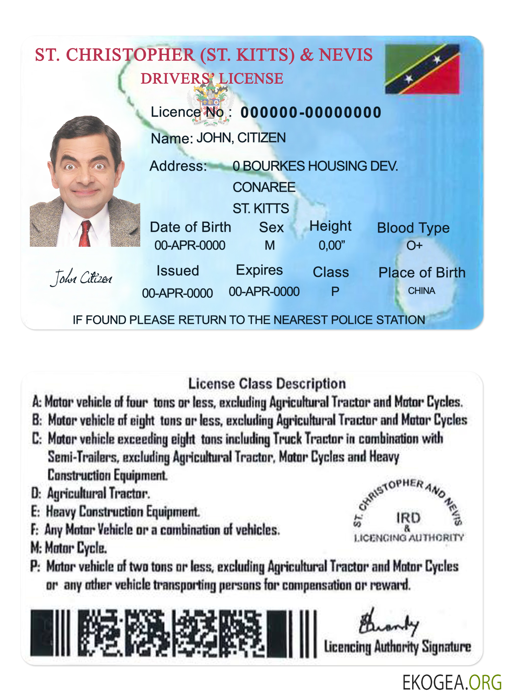St Kitts & Nevis driving license